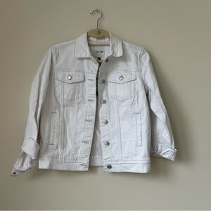 Joe's Jeans White Denim Jacket Cropped Pockets Button Front Neutral XS NWT